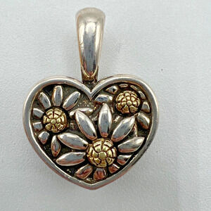 ANN KING Marguerite Daisy Sterling Silver 18k Gold Flower Heart Pendant